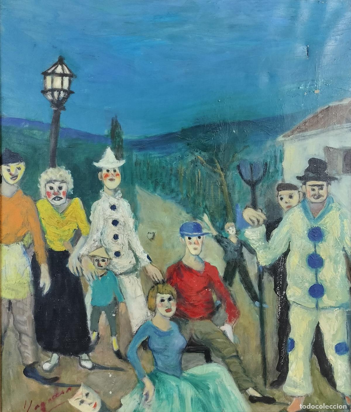 Arte: CARNAVAL EN LA ALDEA. FIRMADO YAGO C&Eacute;SAR. &Oacute;LEO SOBRE LIENZO. ESPA&Ntilde;A. 1965