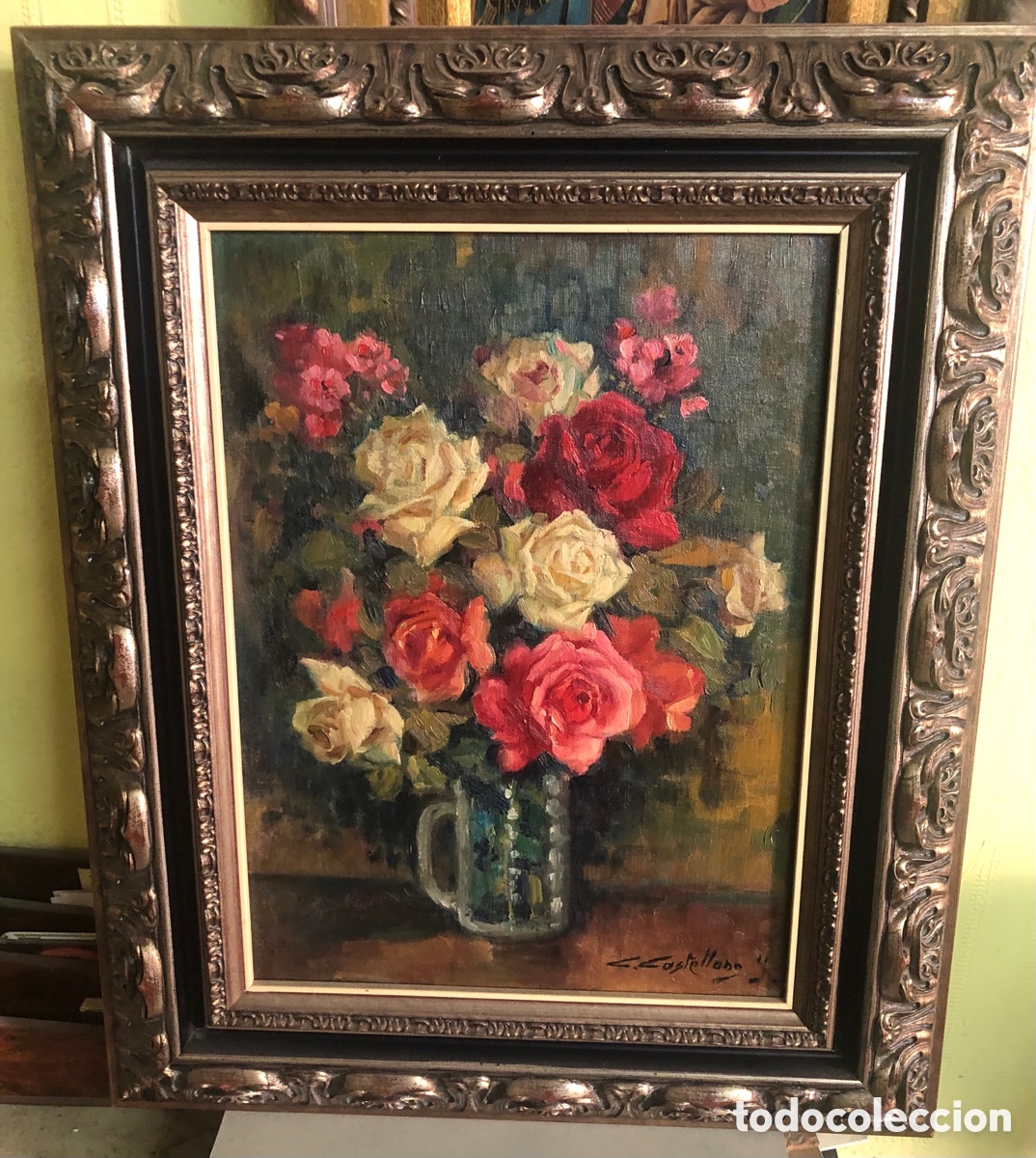 Arte: Oleo sobre tabla firmado C.castellano medidas 31x41 con marco 45x55