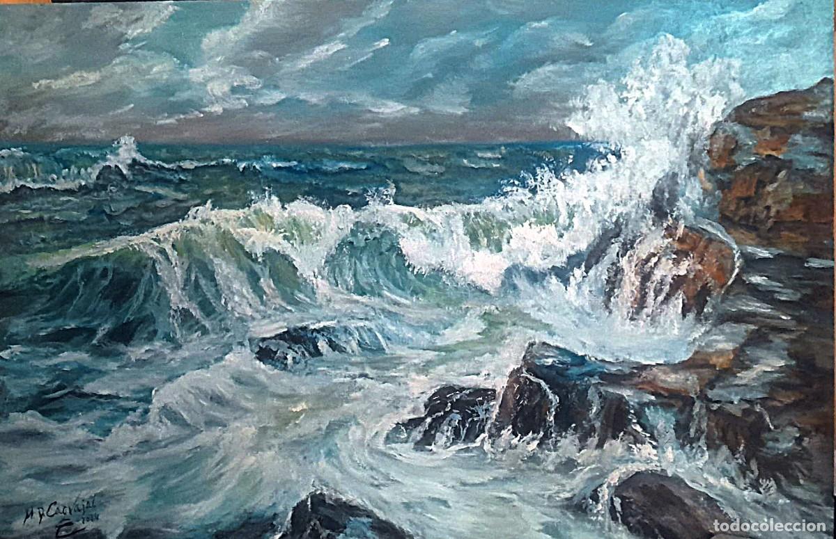 Kunst: Cuadro al &oacute;leo: Marina con rocas 60*40 cm M.D.Carvajal