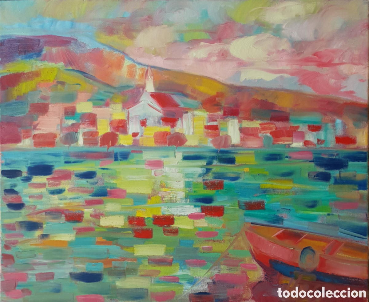 Arte: Jes&uacute;s Losan (Barcelona, 1944) - Cadaqu&eacute;s.Oleo/Tela.Firmado.