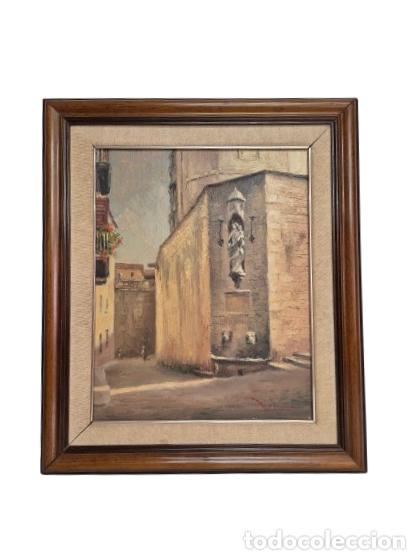 Arte: Ernest Dalmau i Corominas (Gerona, 1921-2015) - Paisaje Arquitect&oacute;nico Urbano - &Oacute;leo sobre Tela