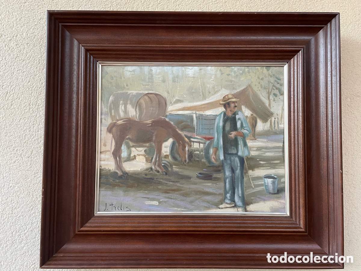 Arte: &Oacute;leo sobre lienzo en marco de madera. Firmado Trelis.