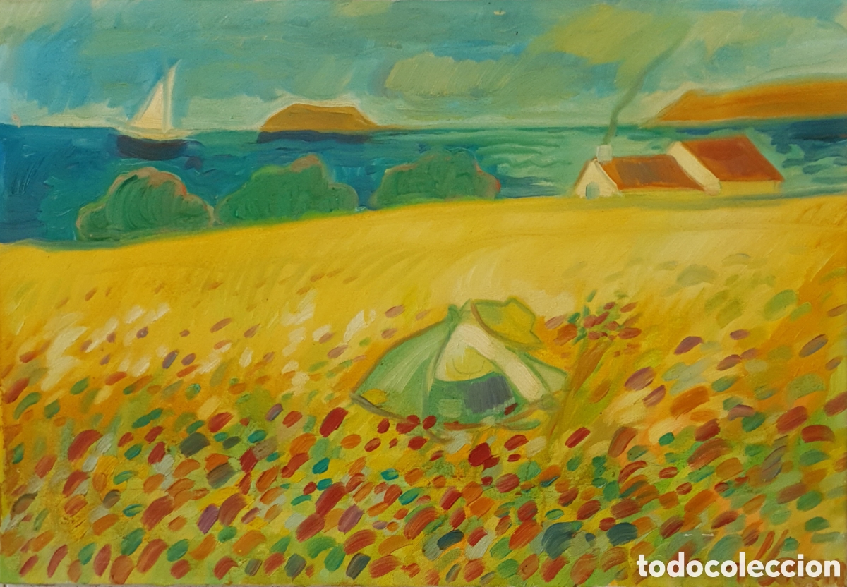 Arte: Jes&uacute;s Losan (Barcelona, 1944) - Campo con Amapolas.Oleo/Tela.Firmado.