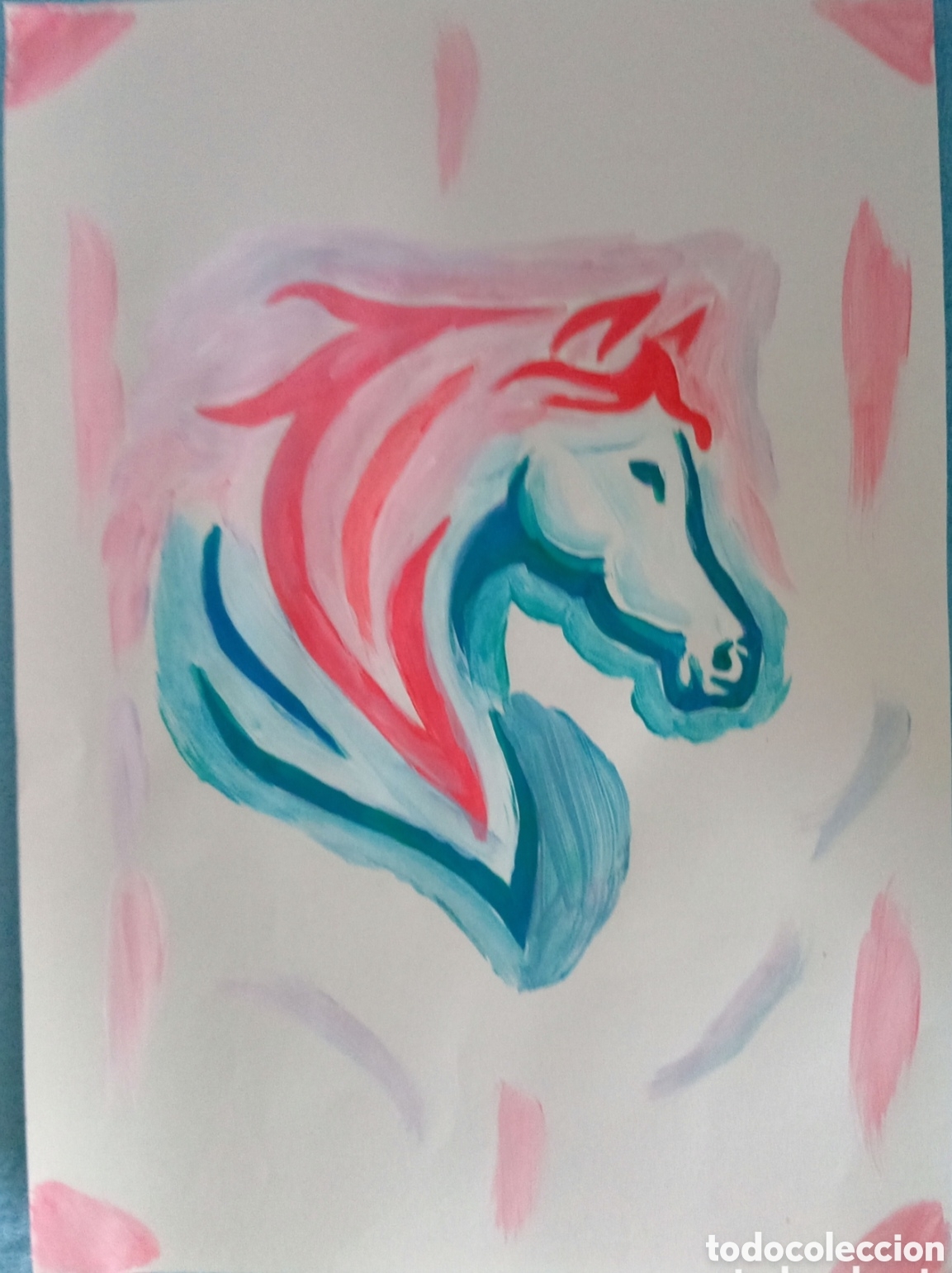 Arte: Original pintura caballo trazos (3) (t&eacute;cnica mixta) acuarela y acr&iacute;lico sobre papel 30,5cm x 21,5cm.