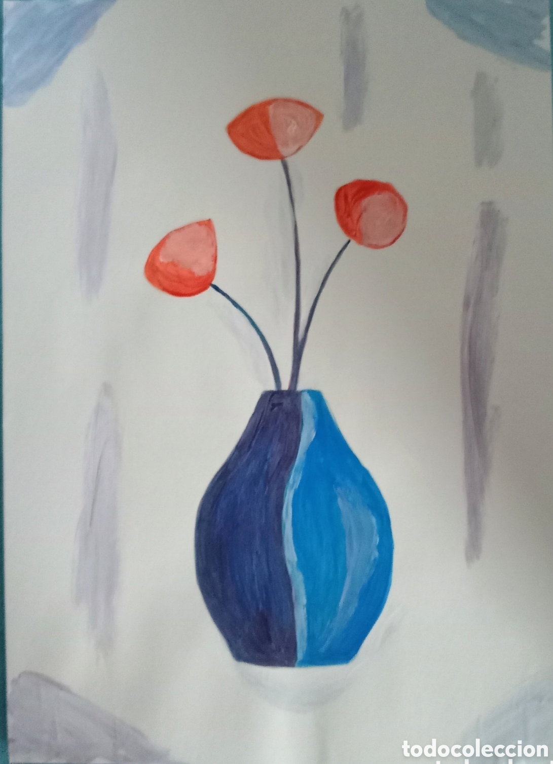 Arte: Original pintura bodeg&oacute;n trazos (5) acuarela sobre papel doble 29,6cm x 21cm. Muy bonita