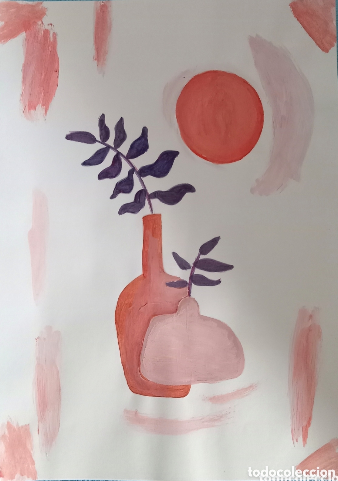 Arte: Original pintura bodeg&oacute;n trazos (10) acuarela sobre papel doble 29,6cm x 21cm. Muy bonita