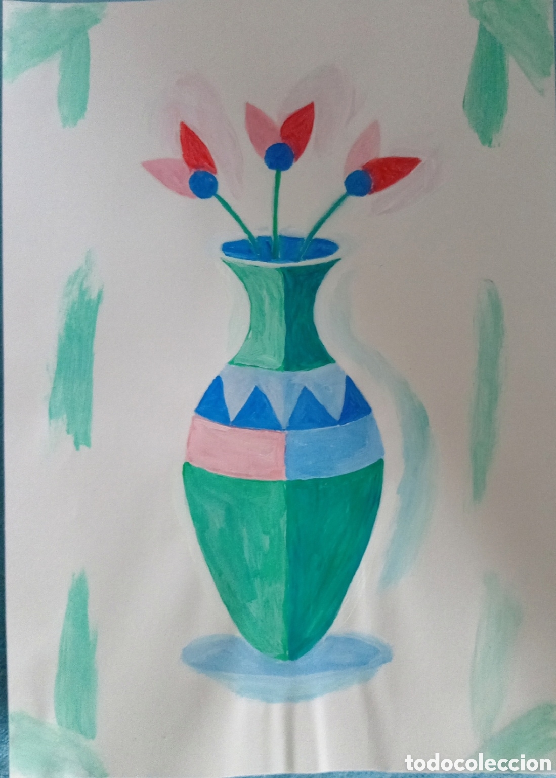 Arte: Original pintura bodeg&oacute;n trazos (11) acuarela sobre papel doble 29,6cm x 21cm. Muy bonita