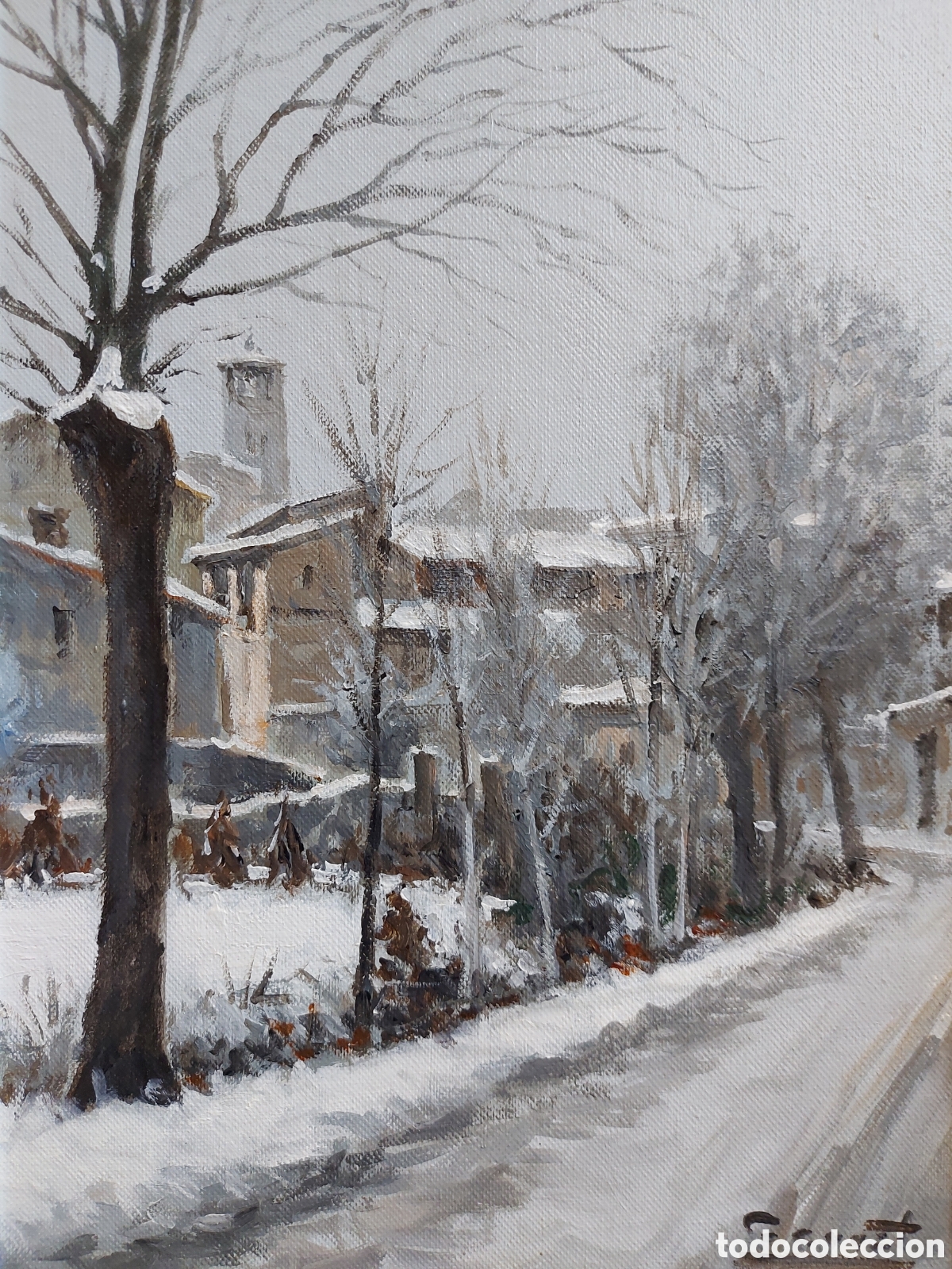 Arte: &rdquo;DIA DE NIEVE EN EL CASCO ANTIGUO DE VIC&rdquo; OLEO