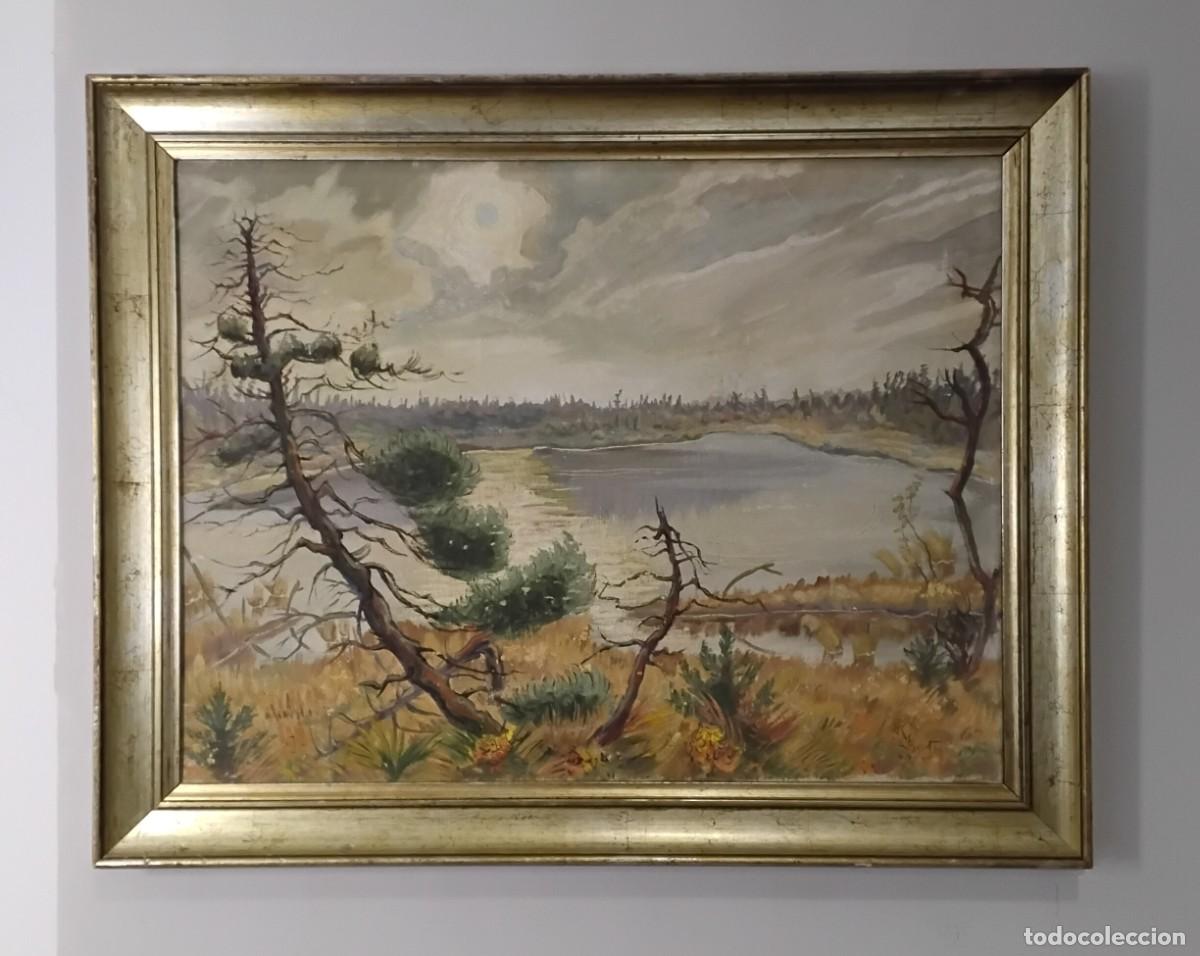 Art: Pinos junto al lago, firmado &laquo;Batt&raquo; o similar, 1947, Expresionismo