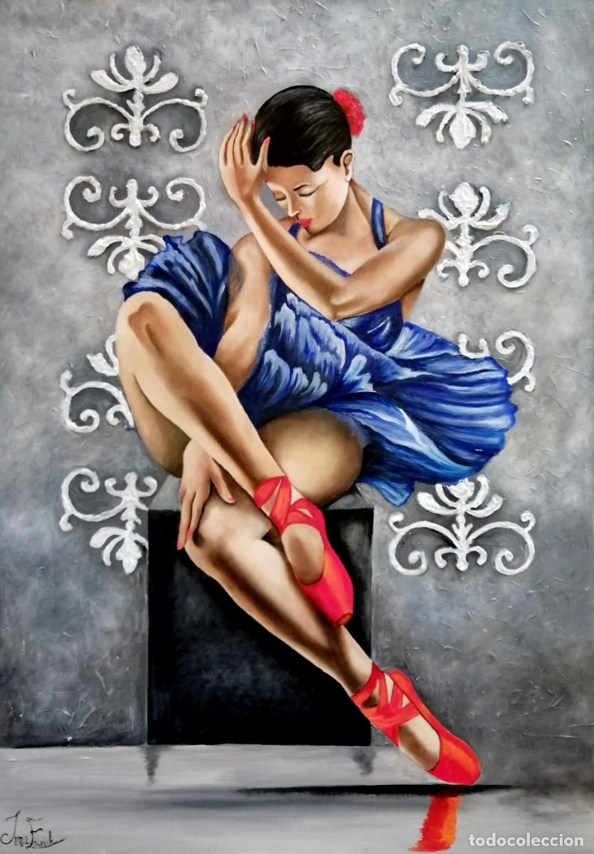 Arte: Adagio-&Oacute;leo, con fondo texturizado, sobre lienzo pintado por Inma Escrich