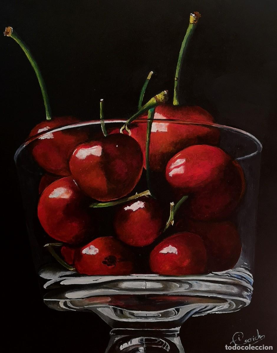 Art: Cherries-&Oacute;leo sobre lienzo pintado por Inma Escrich