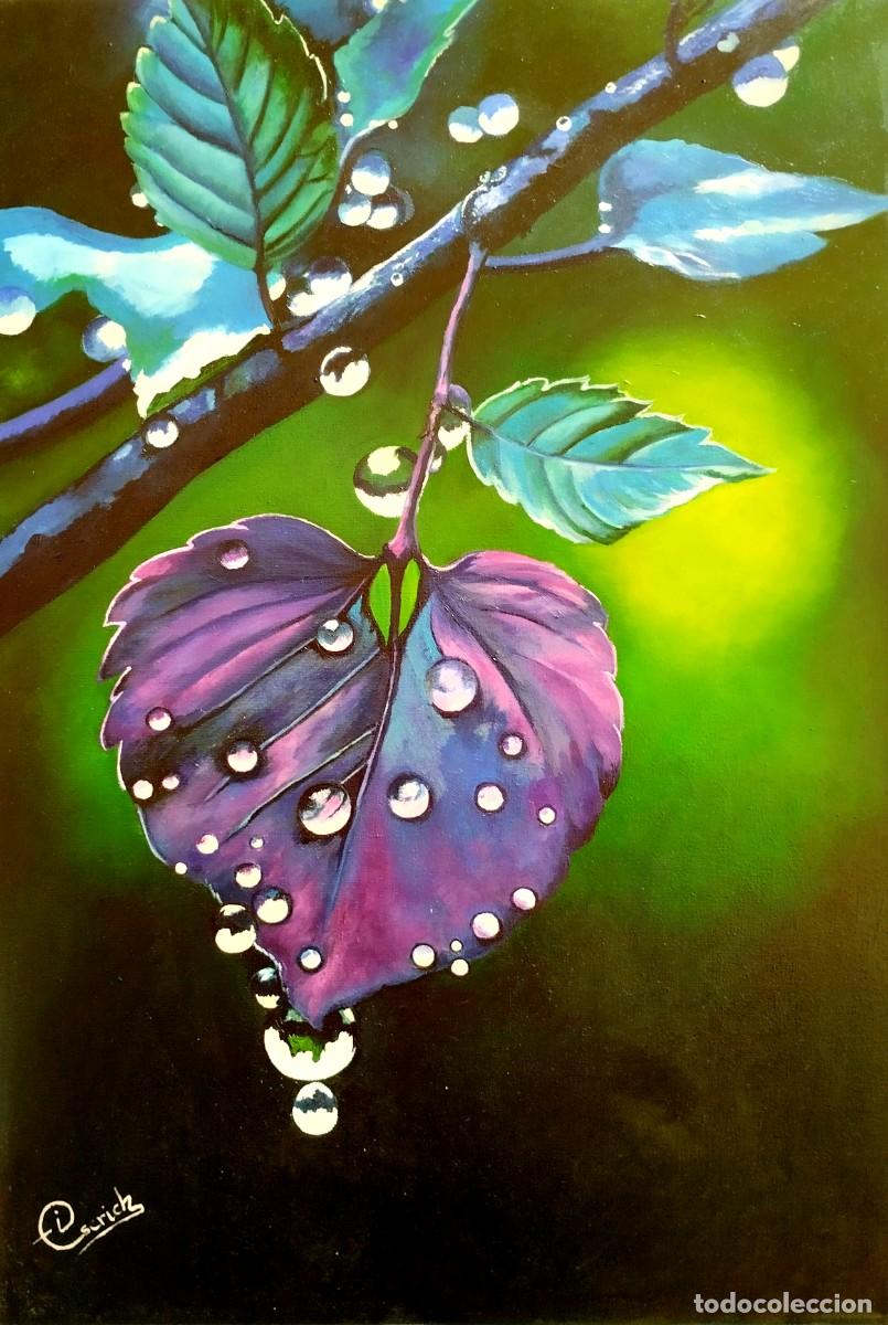 Kunst: Gotas de roc&iacute;o-&Oacute;leo sobre lienzo pintado por Inma Escrich