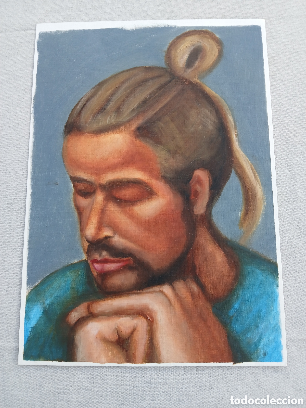 Arte: Retrato masculino. &Oacute;leo sobre papel