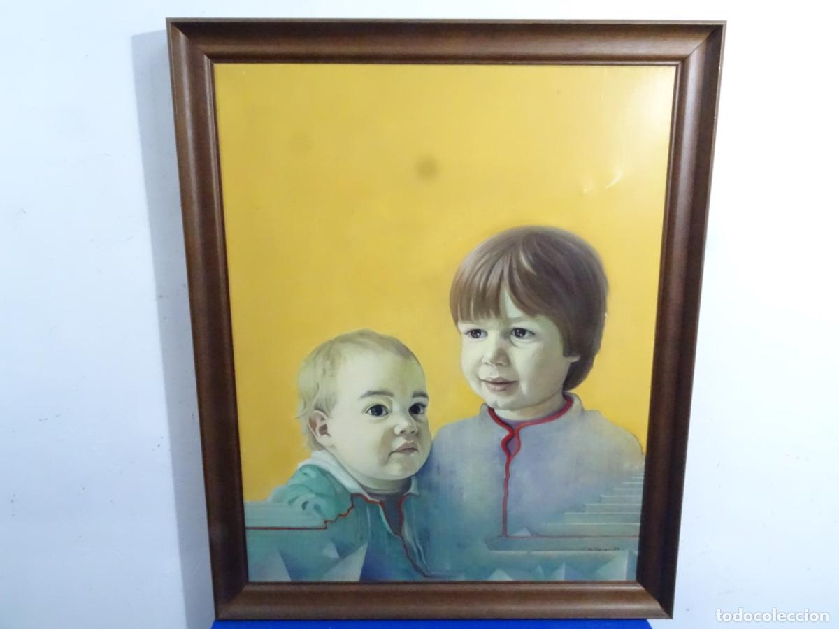 Art: GRAN OLEO TELA HIPERREALISTA FIRMADO G. JOVER 79. NI&Ntilde;OS.