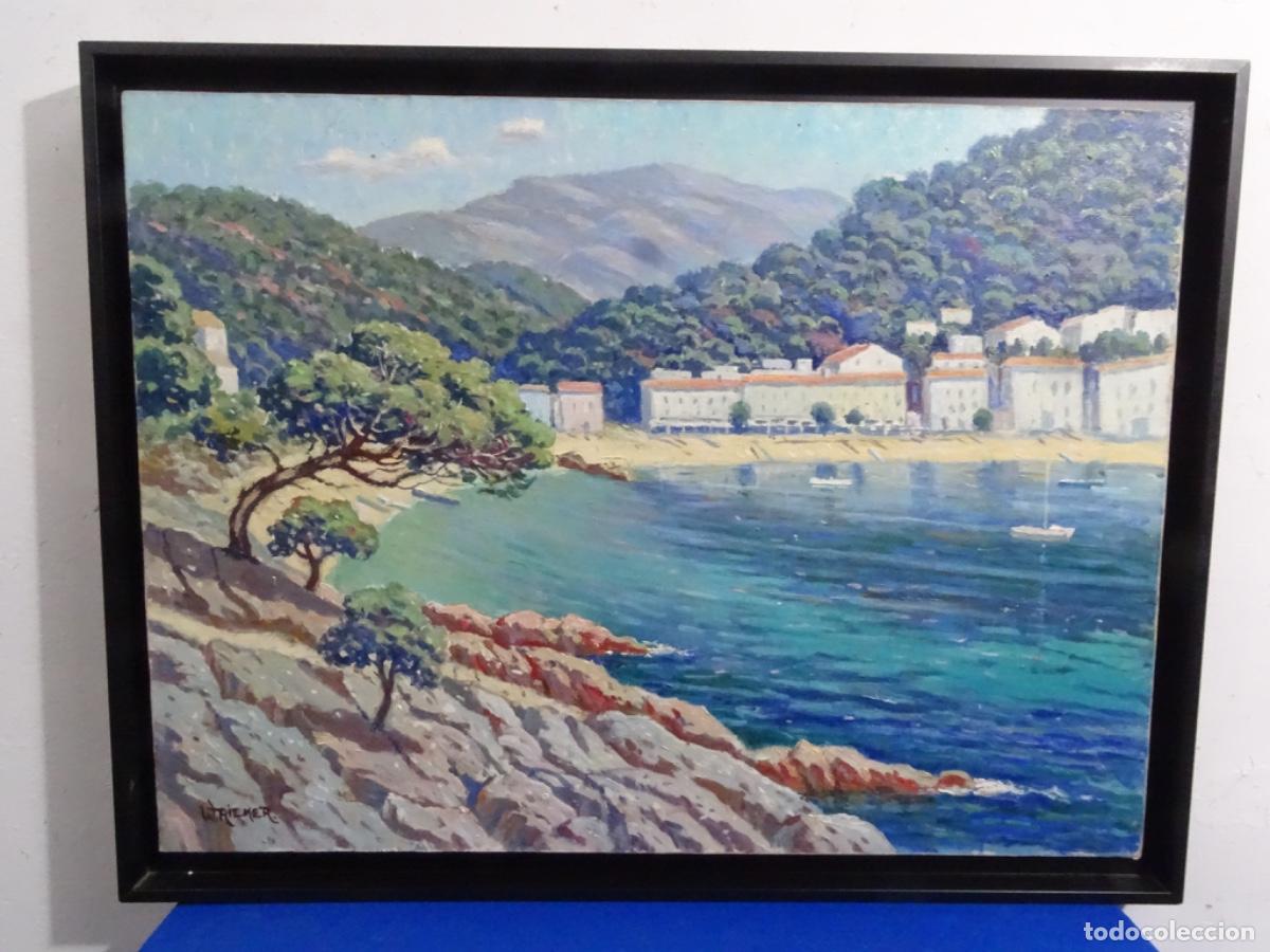 Art: &Oacute;LEO TELA WALTER RIEMER, PINTOR ALEM&Aacute;N. PAISAJE COSTERO DE GRAN COLORIDO.