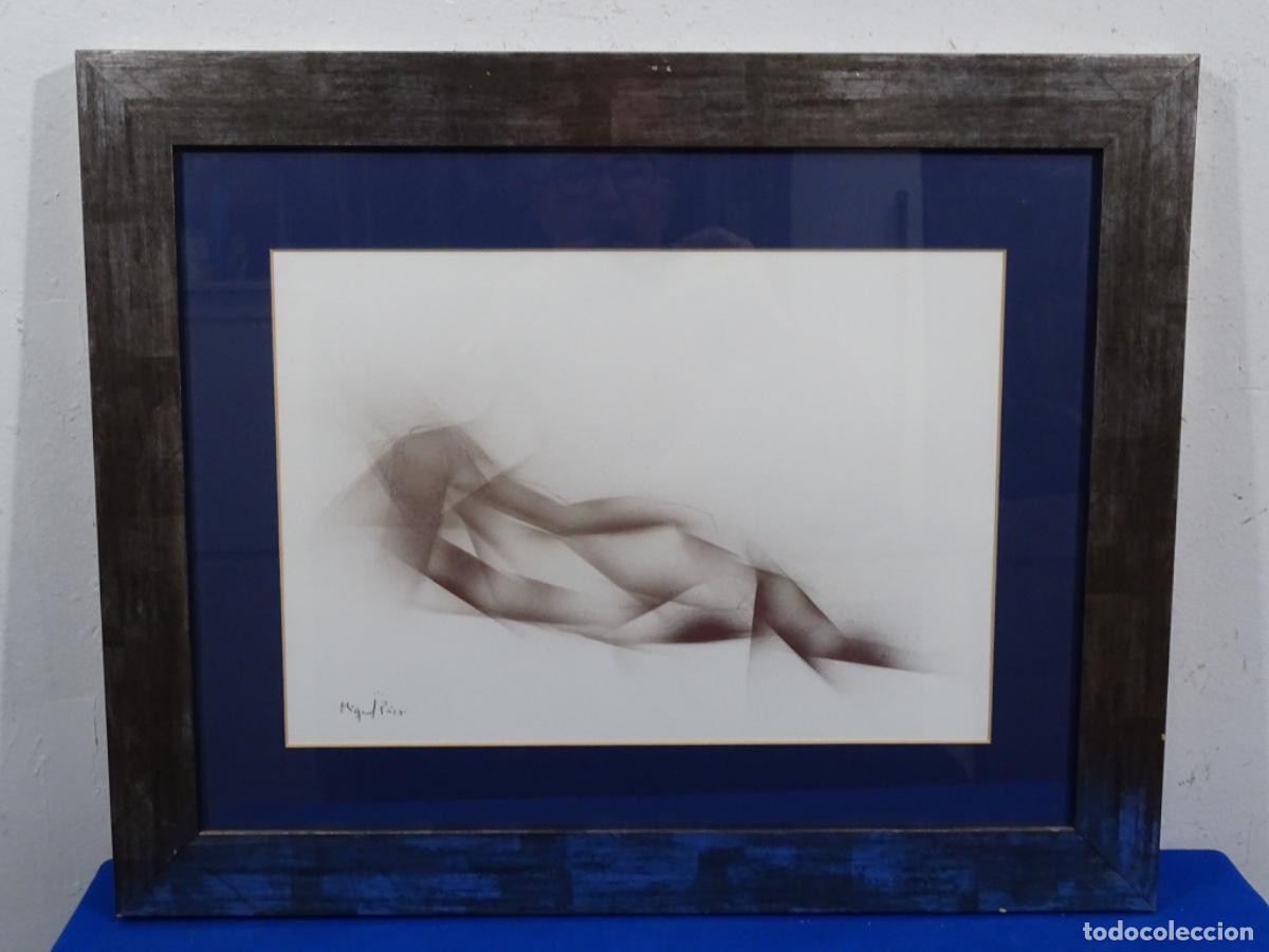 Kunst: T&Eacute;CNICA MIXTA SOBRE CARTULINA FIRMADO MIQUEL P&Aacute;EZ. DESNUDO.