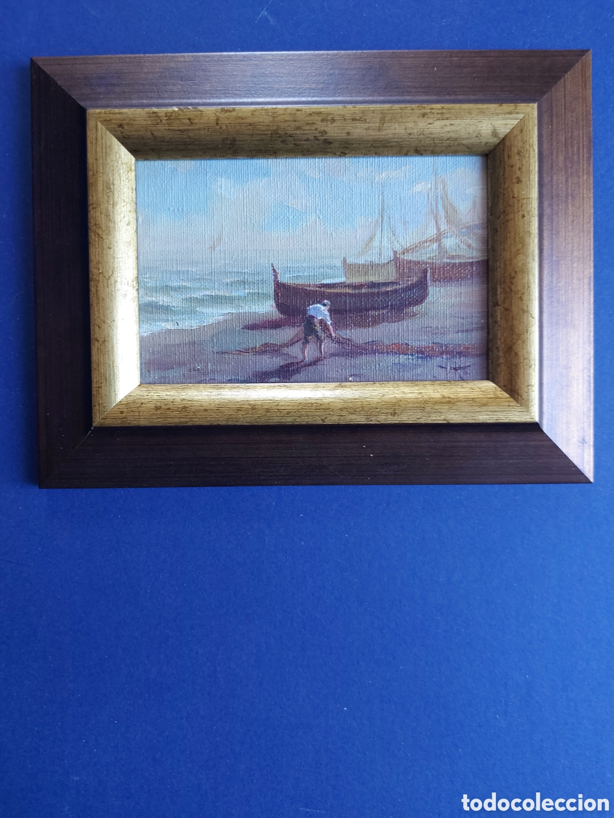 Arte: &rdquo;PESCADORES RECOGIENDO LAS REDES&rdquo; OLEO EPOCA