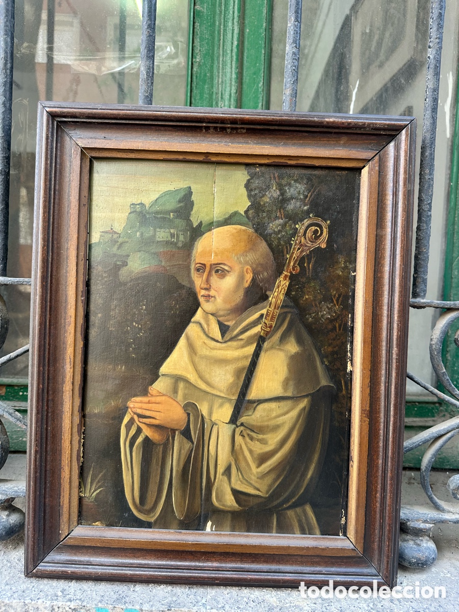 Arte: &Oacute;leo sobre tabla representando monje san bernardo de claraval
