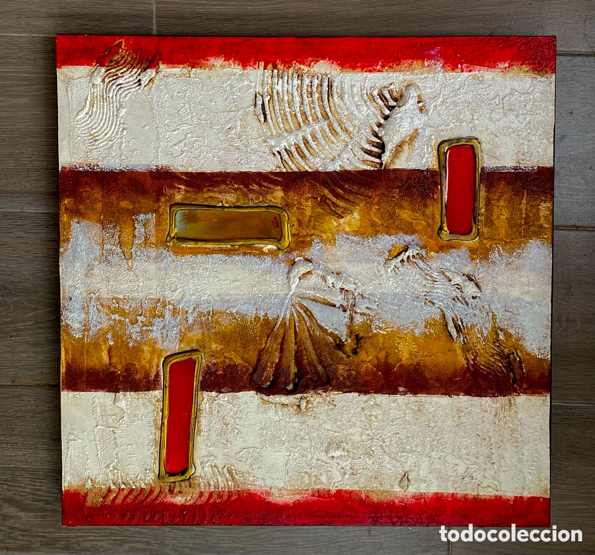 Arte: Cuadro contempor&aacute;neo Abstracto de composici&oacute;n Mixta y texturas sobre tela obra an&oacute;nima