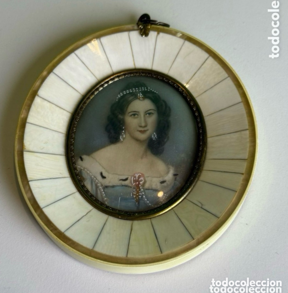 Arte: &Oacute;leo en miniatura pintado sobre marfil SXIX.