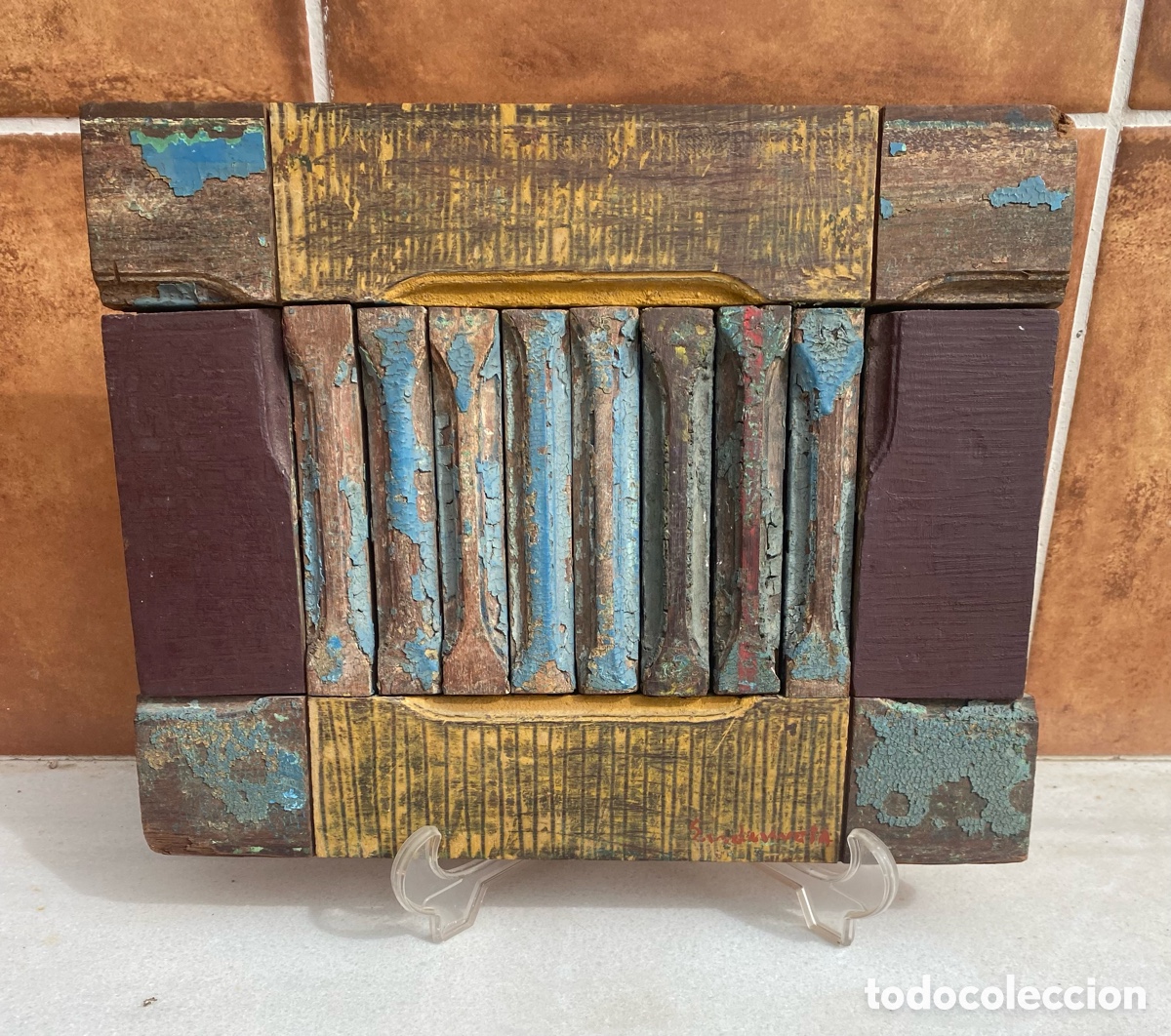 Art: BANDEIRA DE EUDES MOTA DE OLIVEIRA (1951-2025) &Oacute;LEO T&Eacute;CNICA MIXTA SOBRE MADERA OBRA ORIGINAL FIRMADA