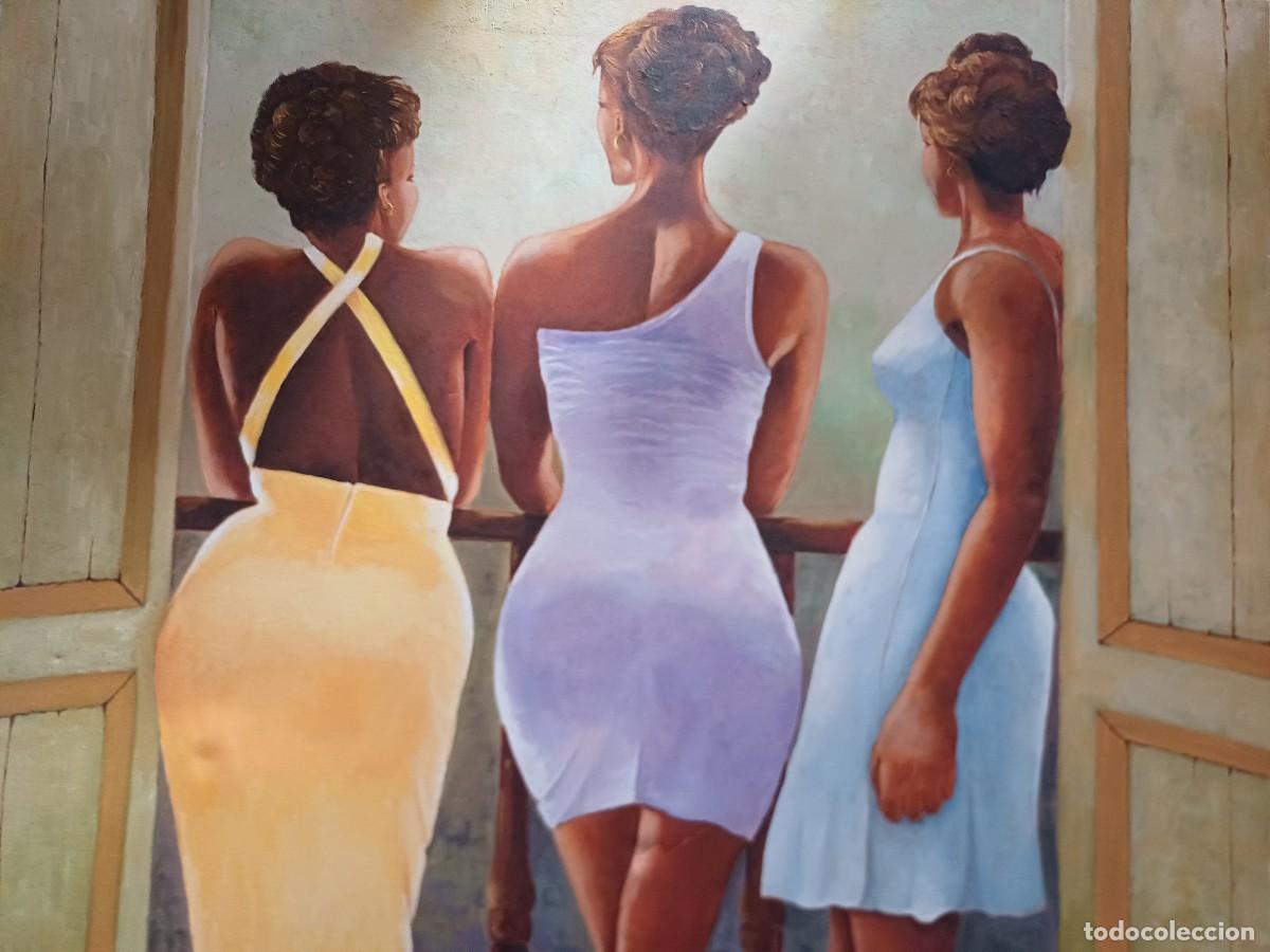 Arte: OLEO SOBRE TELA MIRANDO POR LA VENTANA