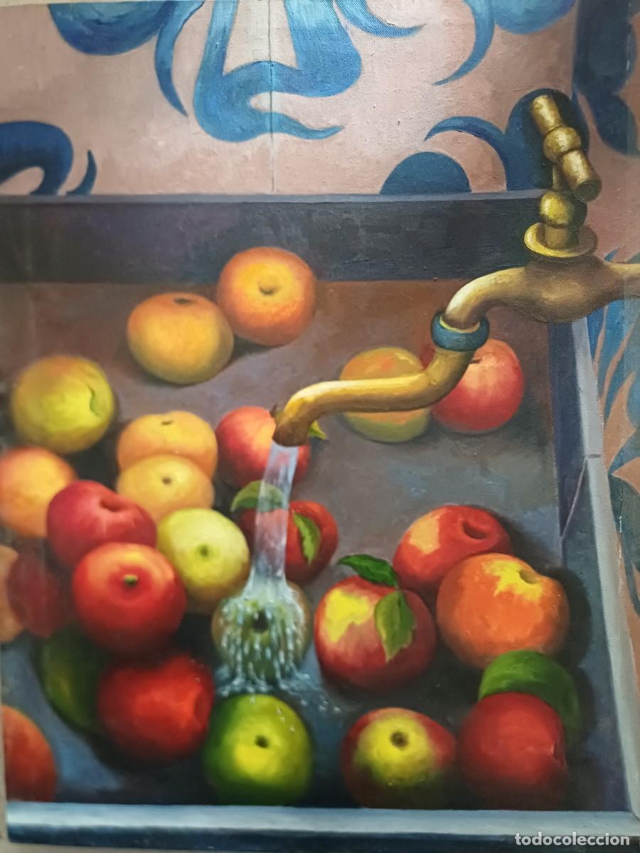 Arte: OLEO SOBRE TELA -LAVANDO MANZANAS - FIRMADO POR LA AUTORA CATALANA R.PASCUAL
