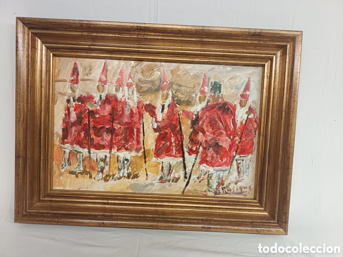 Arte: &Oacute;LEO SOBRE LIENZO, ROSIQUE, PINTOR MURCIANO, &Oacute;LEO, SEMANA SANTA, ORIGINAL