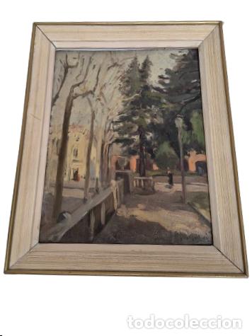 Arte: Sebastia Congost Pla (Olot, 1919 - 2009) - Pla&ccedil;a Clara, Olot - &Oacute;leo sobre Tablex