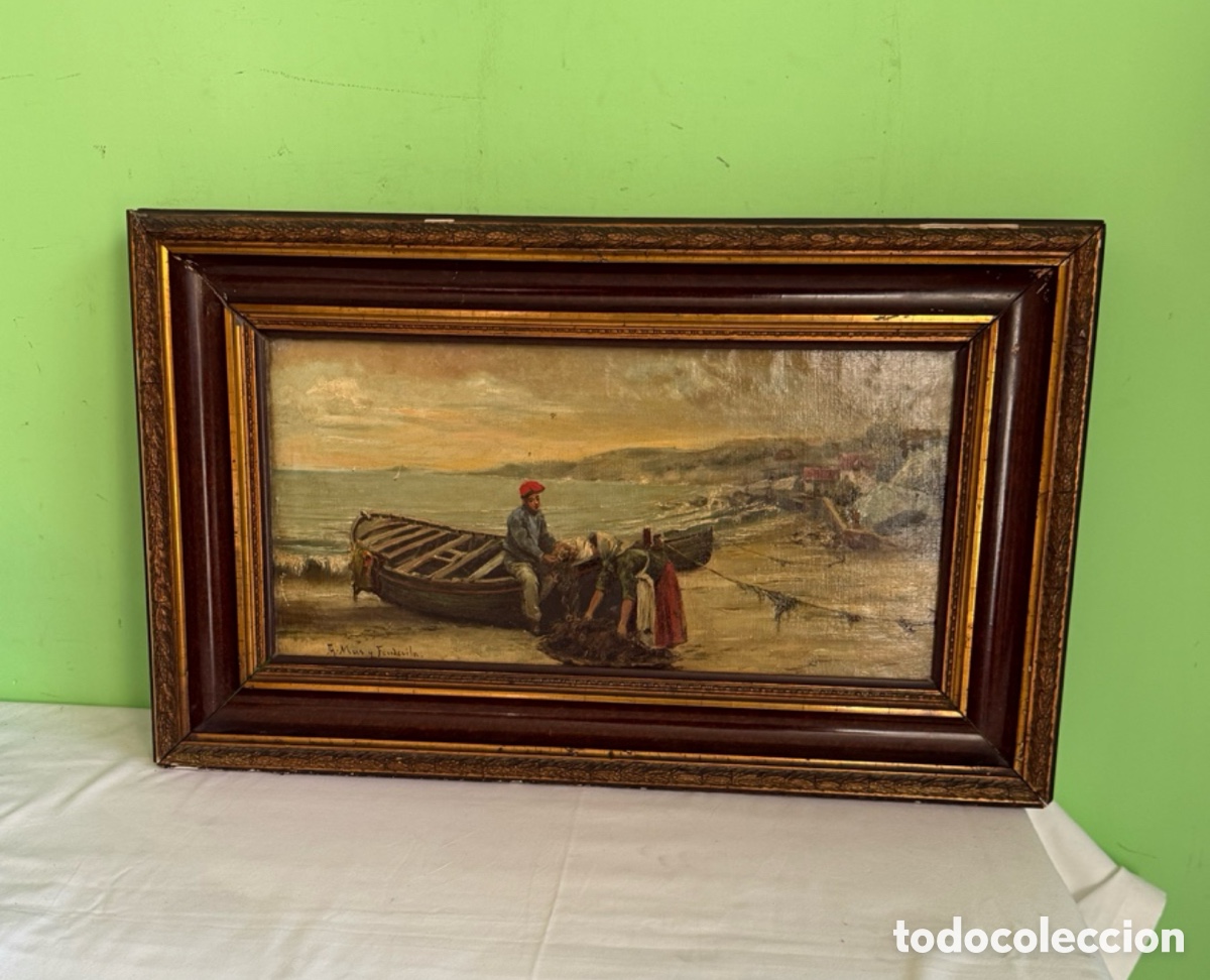 Kunst: Arcadio Mas y Fondevila (Barcelona, 1852-1934). &oacute;leo sobre lienzo escena marinera firmada.