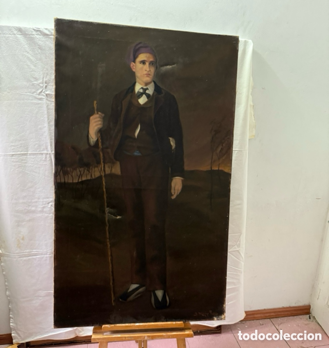 Arte: Jaume Masip Roca. Retrato masculino de gran formato. &Oacute;leo sobre lienzo. 137 x 82 cm.