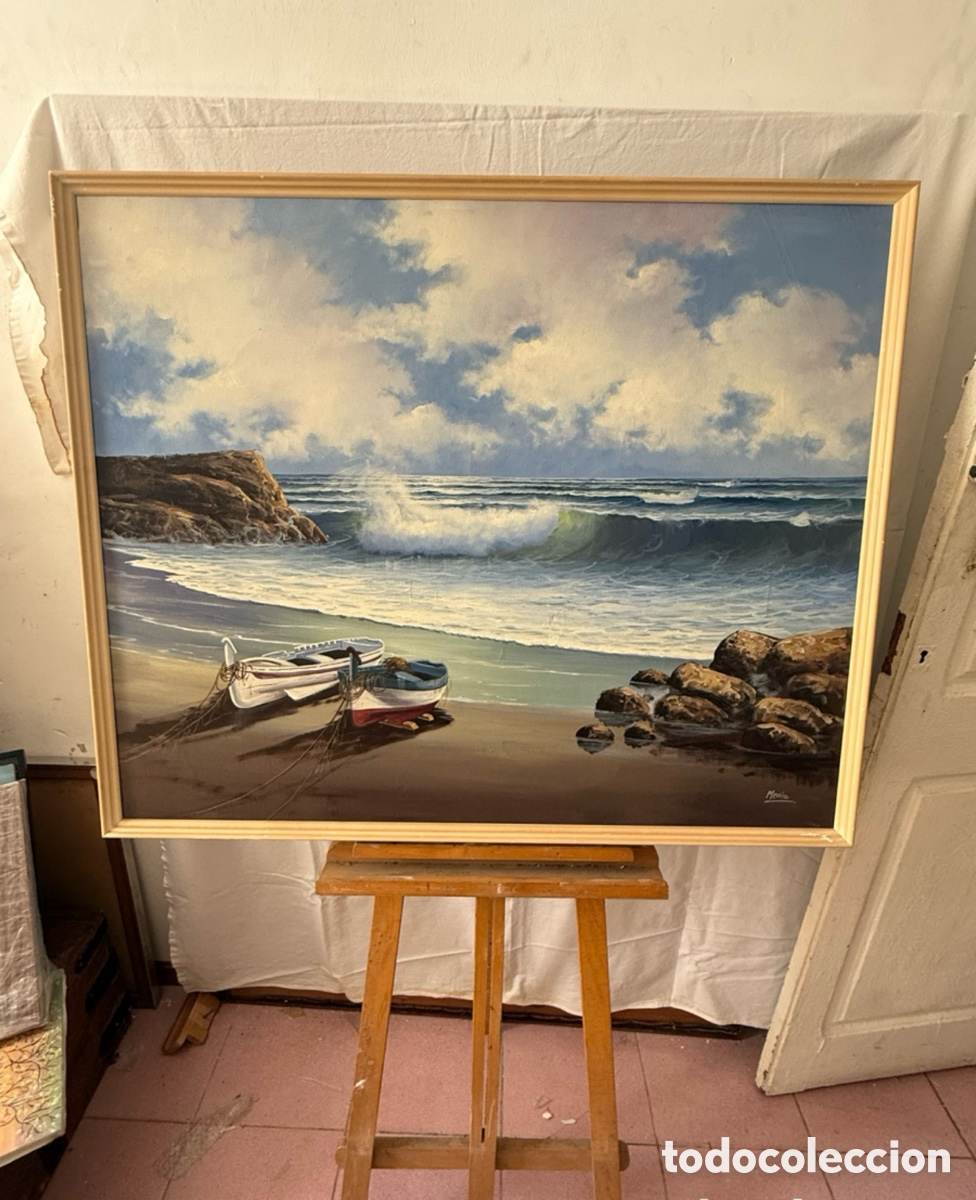 Art: &Oacute;leo sobre lienzo de Manuel M. Merino marina gran formato 102 x 84 cm.
