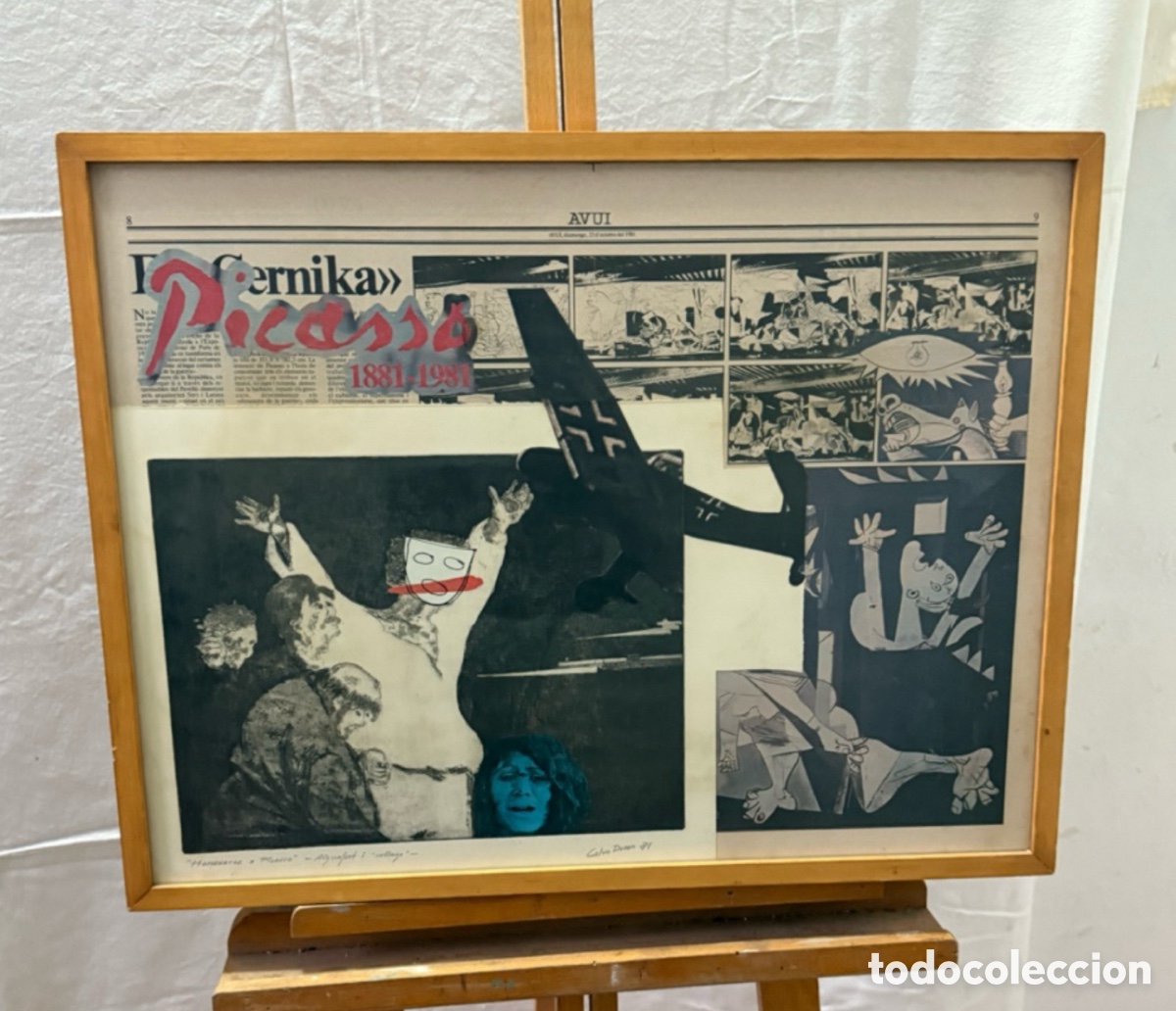 Arte: Ricard Calvo Dur&aacute;n 1981 &rdquo;Homenatge a Picasso&rdquo; aiguafort i collage obra firmada.
