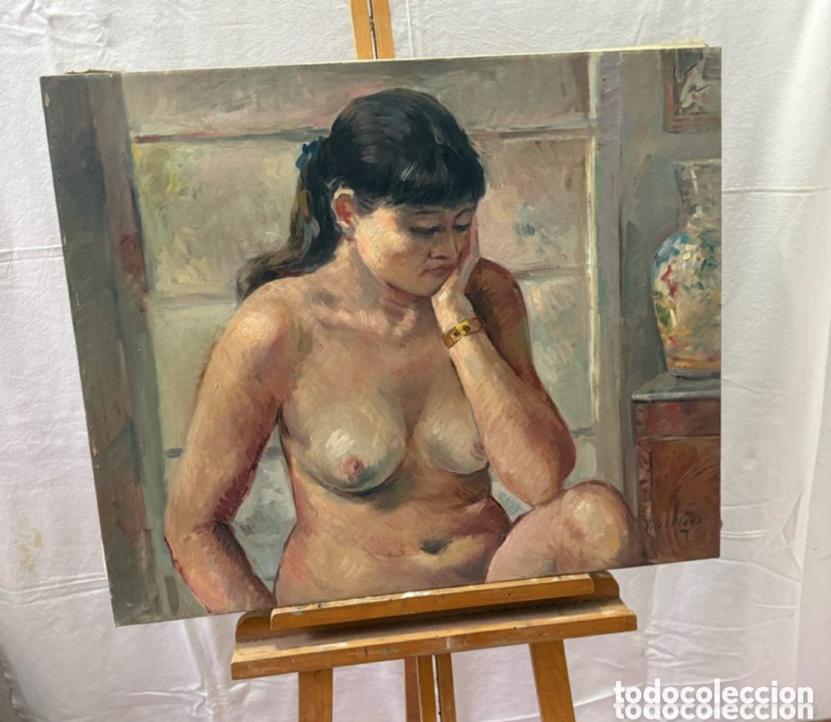 Arte: Luis Vila Plana (1921-1992) desnudo femenino, &oacute;leo sobre lienzo firmado.