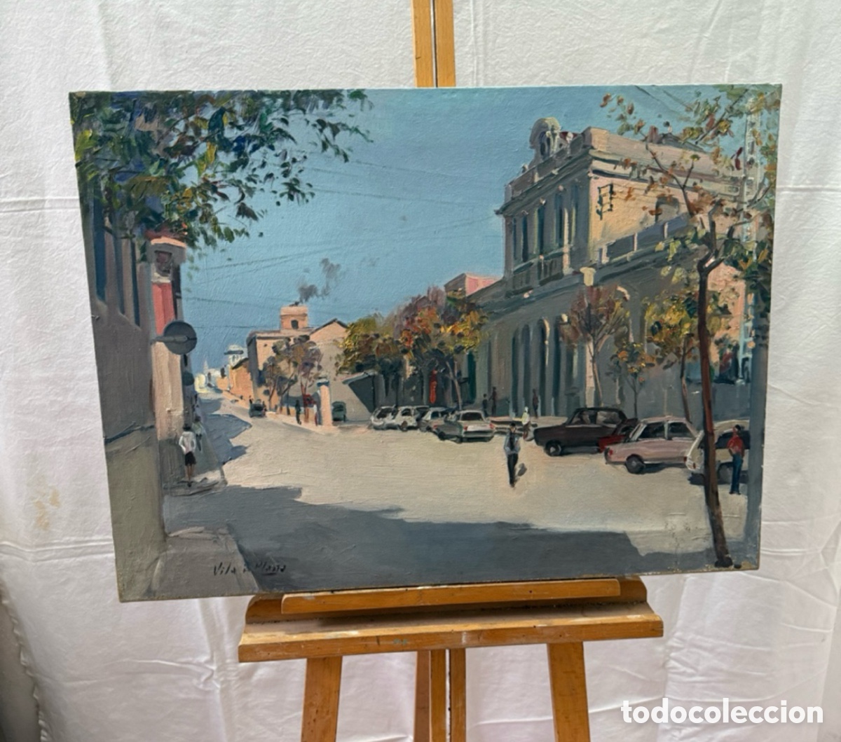 Art: Luis Vila Plana (1921-1992) Estaci&oacute; del Nord de Sabadell, &oacute;leo sobre lienzo firmado.