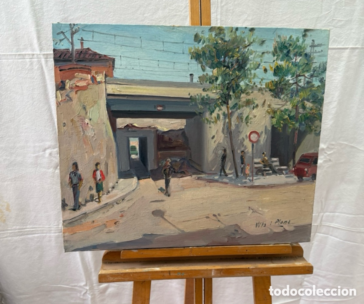 Kunst: Luis Vila Plana (1921-1992) El pas del carrer Turull Sabadell, &oacute;leo sobre lienzo firmado.
