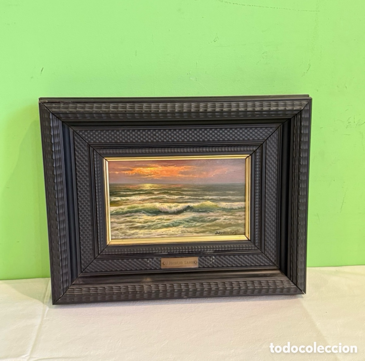 Arte: Juan Ignacio Sardi (Chipiona 1940-2002) - Marina al &oacute;leo sobre tablex - Firmado y enmarcado.