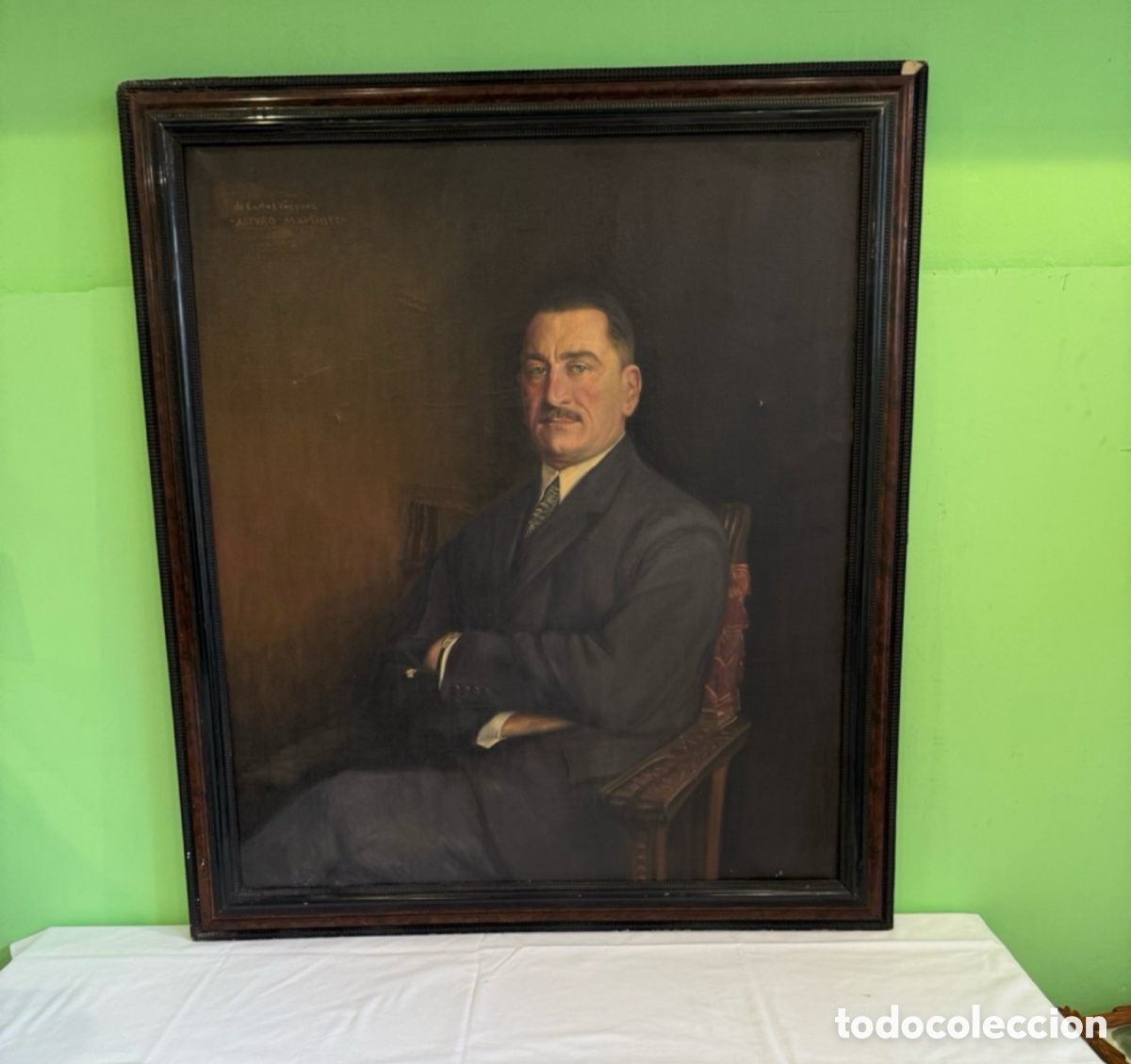 Art: ARTURO MARTINEZ (VALENCIA 1899BARCELONA) GRAN OLEO SOBRE LIENZO RETRATO CARLOS V&Aacute;ZQUEZ. (132X118cm)