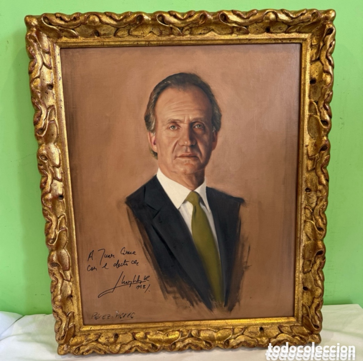 Kunst: Retrato de Su Majestad el Rey Juan Carlos I - &Oacute;leo sobre lienzo firmado Carlos P&eacute;rez Herce - 1988