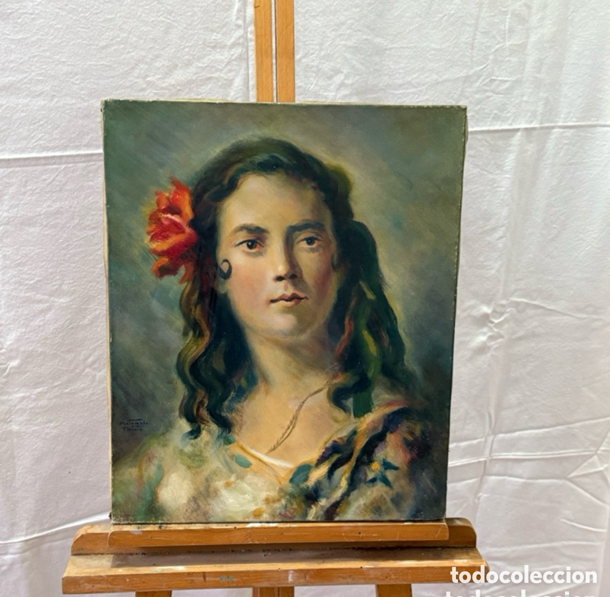 Art: Joan Matamala i Flotats1893- 1977) Gitana. &Oacute;leo sobre lienzo firmado y etiquetado.escuela catalana