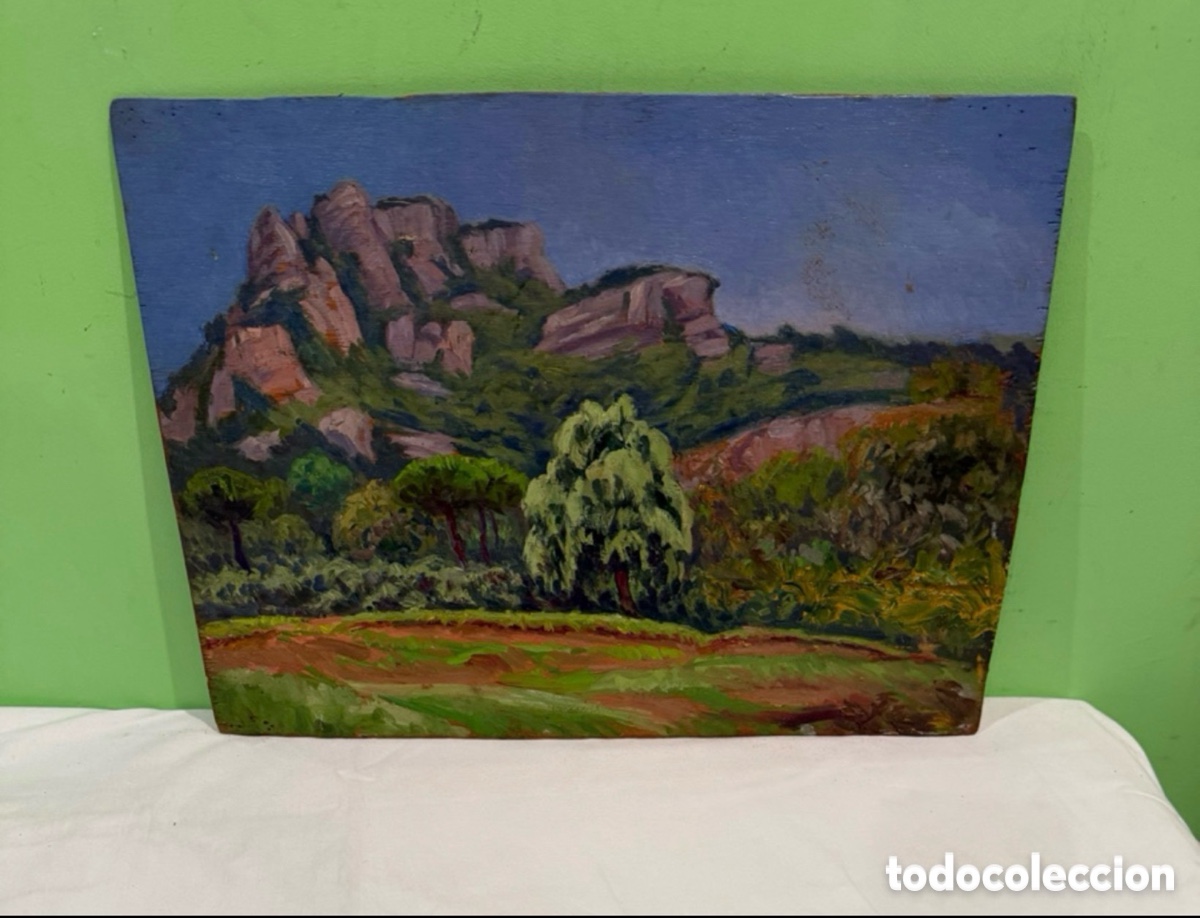 Art: Arturo Mart&iacute;nez Cabezas (1899) &oacute;leo sobre tablex paisaje de Montserrat