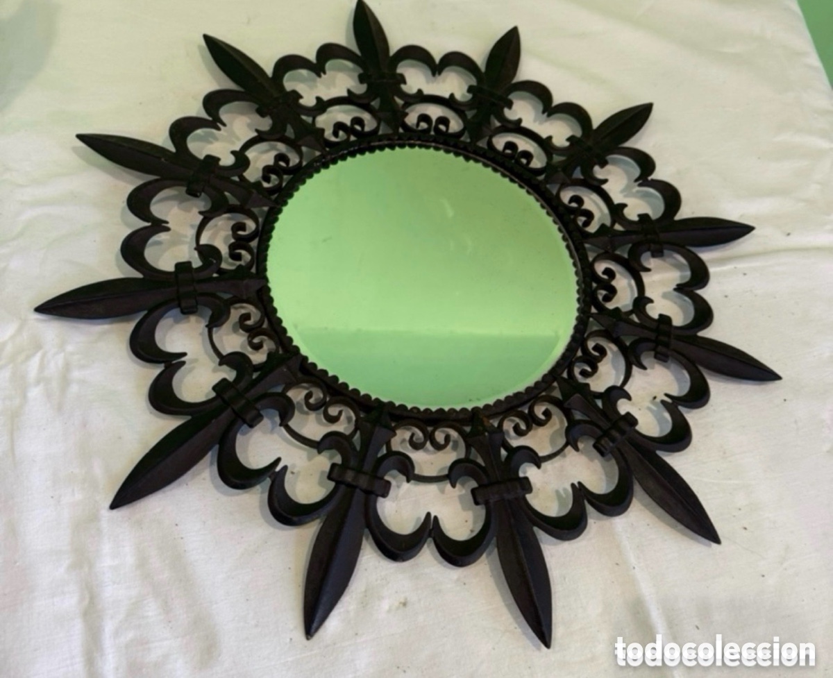 Arte: Antiguo Espejo de sol hierro forjado a&ntilde;os 70. Ver fotos.