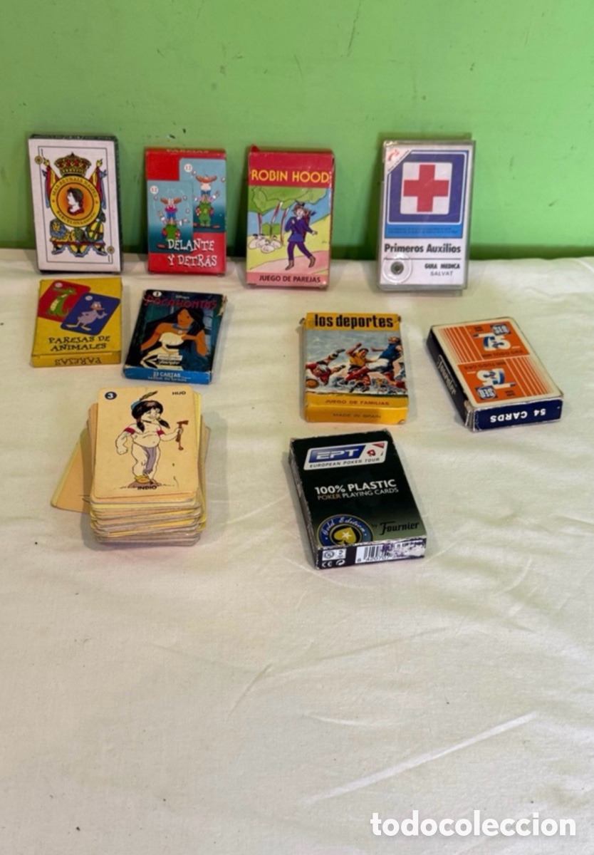 Arte: Lote barajas y juegos de cartas antiguos y modernos - Fournier, Pocahontas, Robin Hood y otros