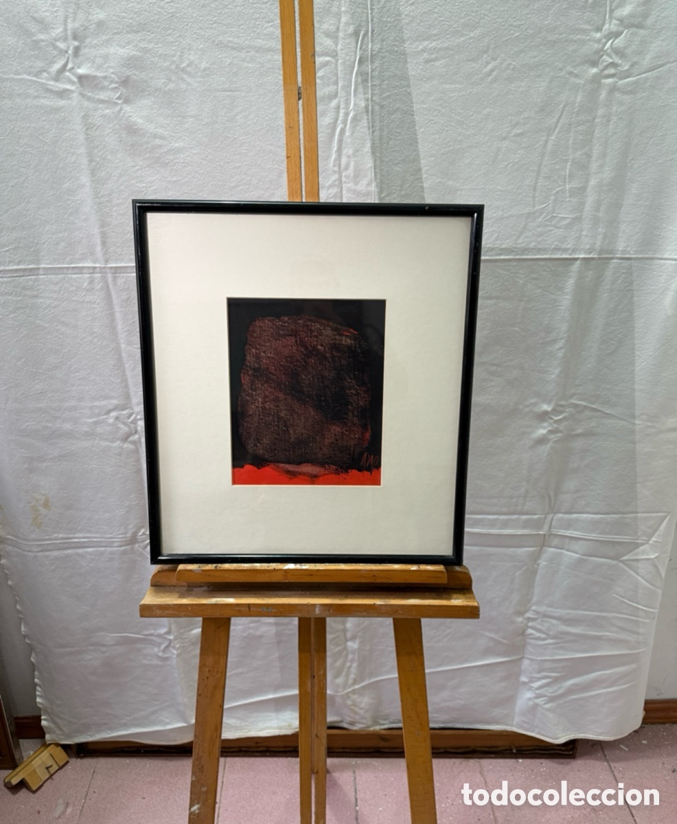 Arte: Composici&oacute;n abstracta &oacute;leo sobre lienzo firmada tonos rojos y negros gran fuerza visual.