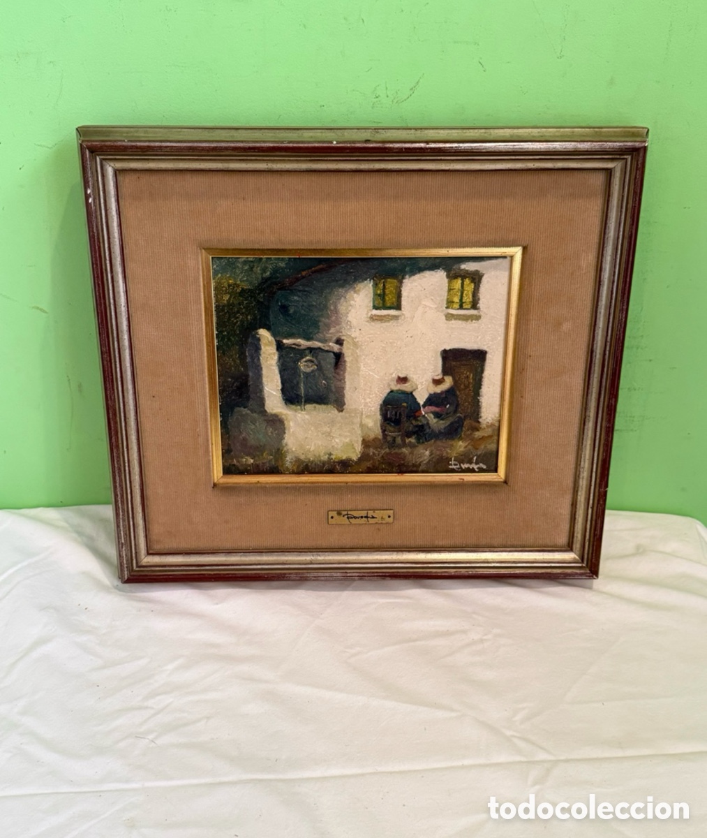 Kunst: Ram&oacute;n Poveda Ibars (Sabadell 1936) &oacute;leo tablex escena rural Regenc&oacute;s firmado y enmarcado