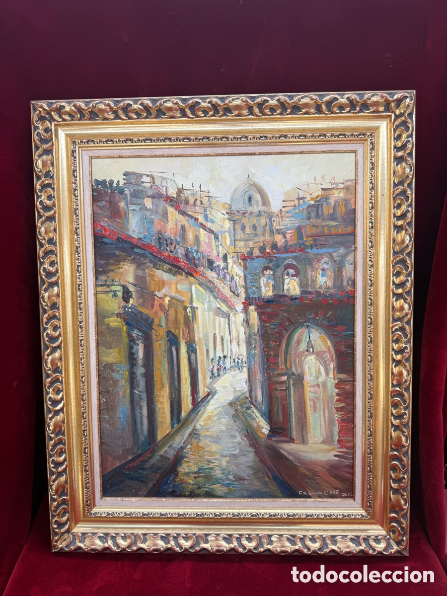 Arte: Antiguo cuadro Oleo sobre lienzo,firmado por el artista