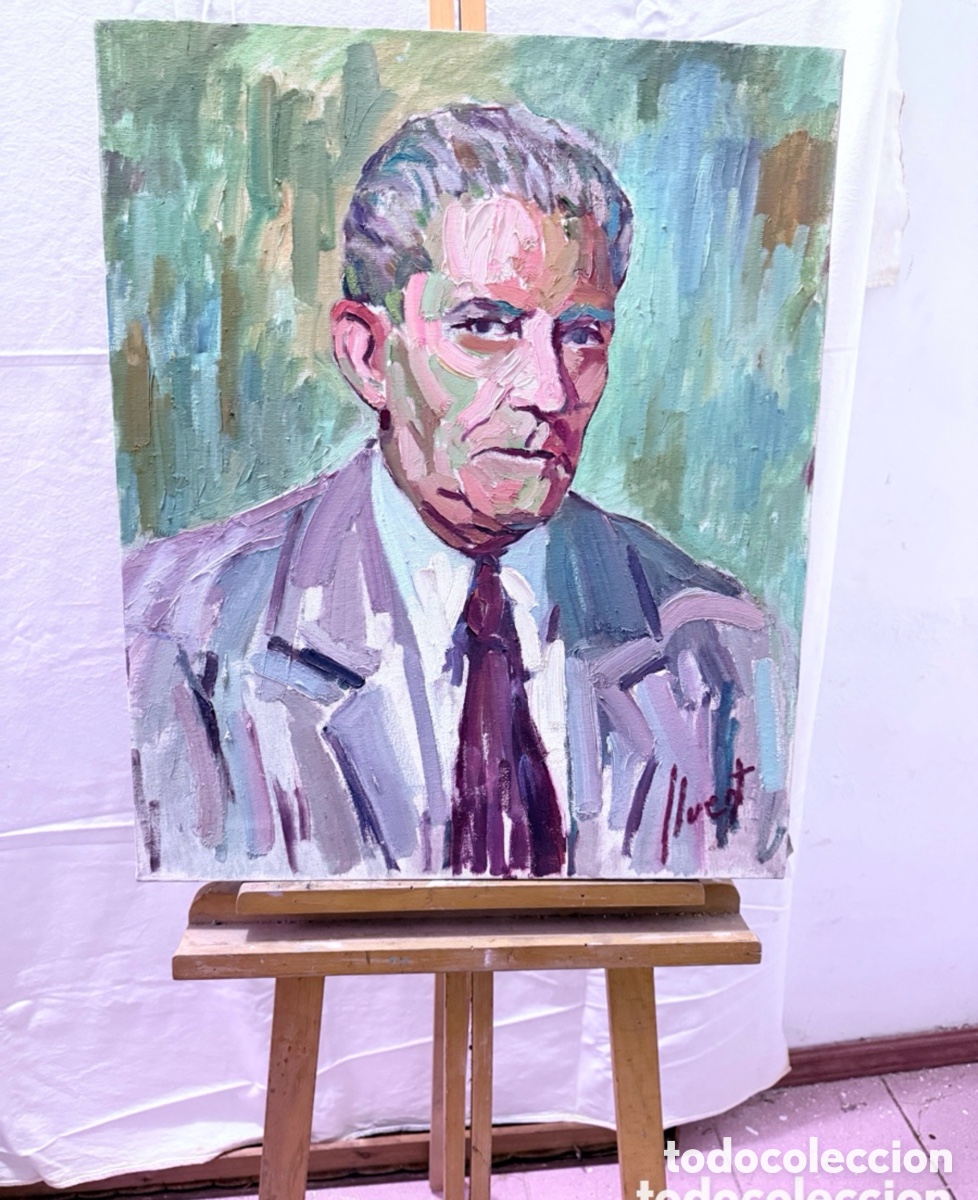 Arte: Lluent. &Oacute;leo sobre lienzo. Retrato masculino firmado