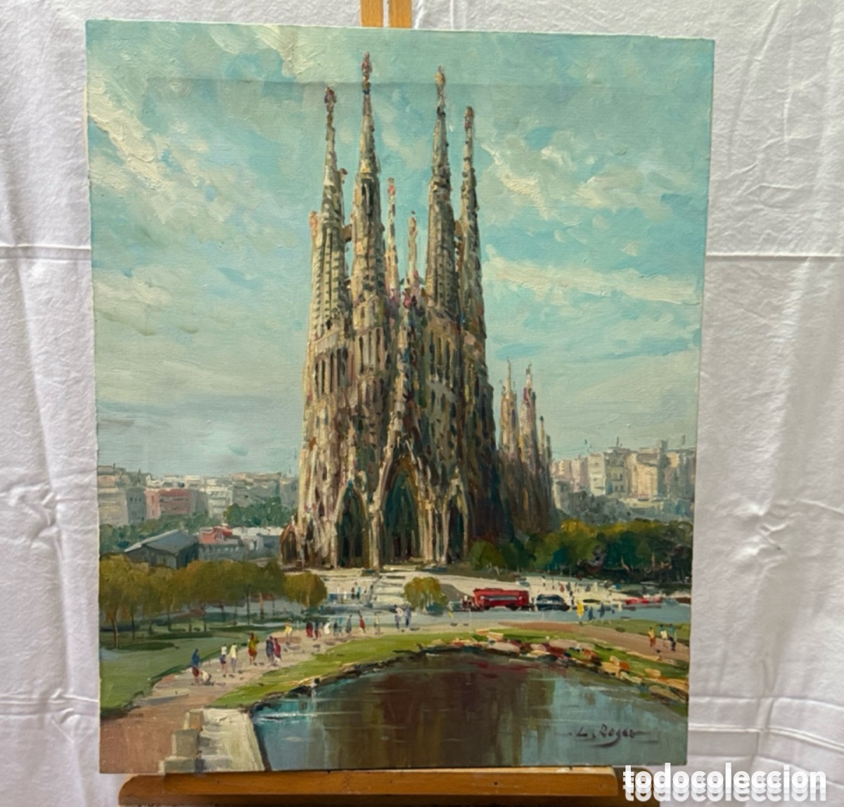 Arte: Luis Roger - Sagrada Familia Barcelona - &Oacute;leo sobre lienzo firmado - Gran formato 60X50 cm.