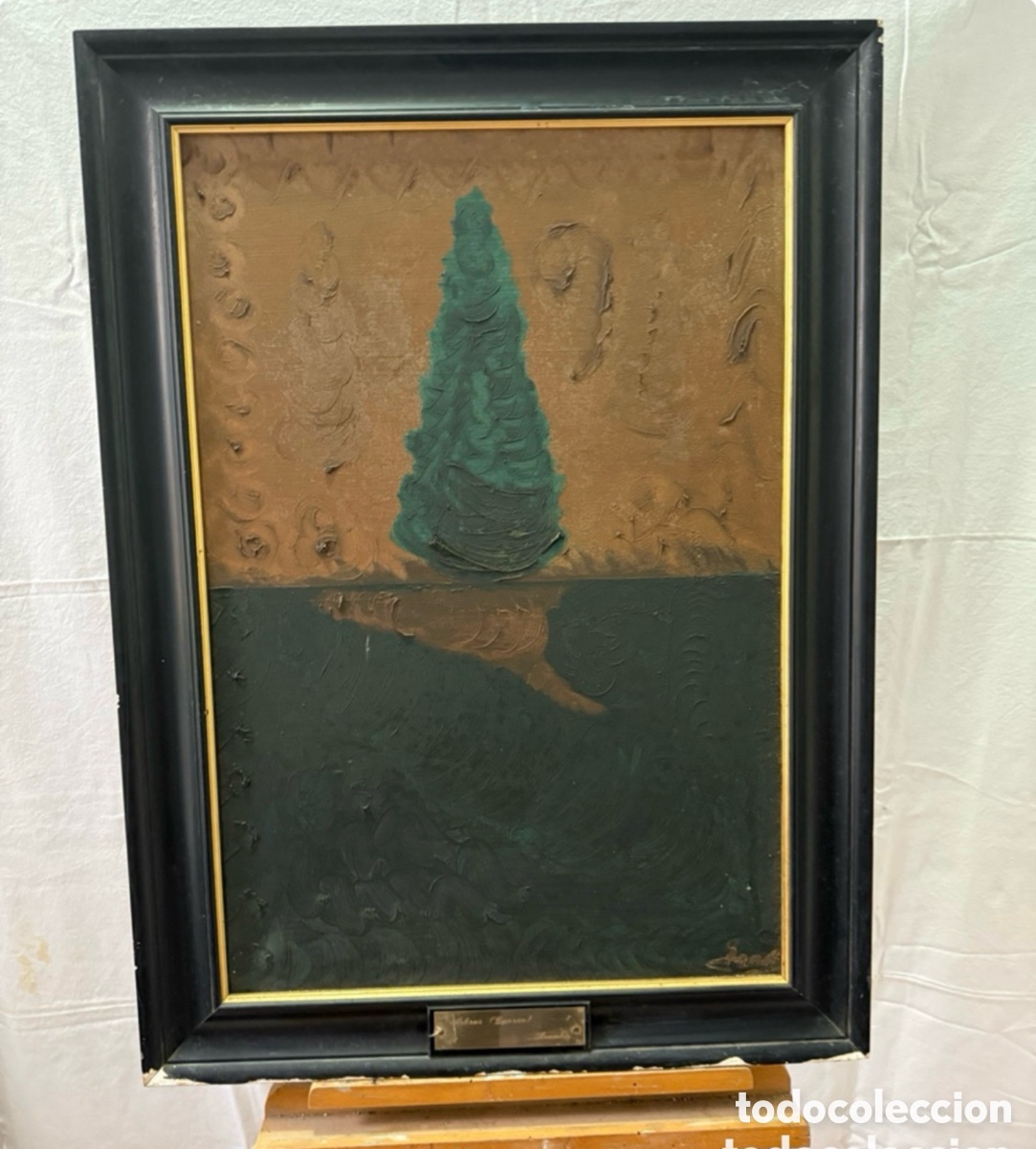 Arte: &Oacute;leo sobre lienzo firmado Slovenka &rdquo;Arbres (Cypr&egrave;s)&rdquo; 7/12