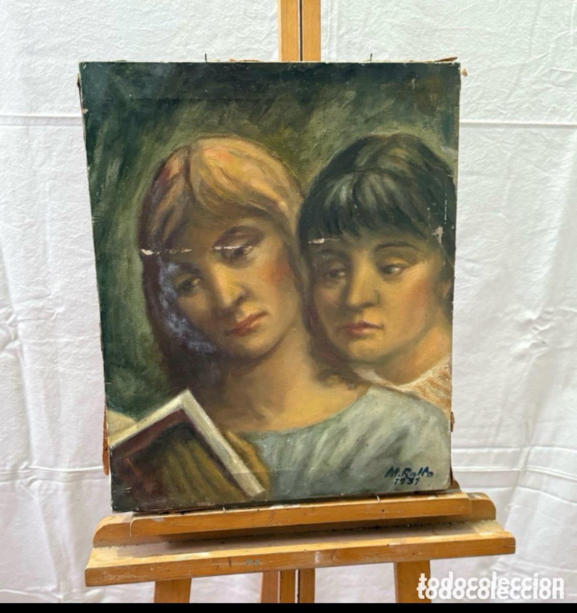 Arte: Manuel Rallo i Bono (Morella 1911 - Sabadell 1982) Retrato de j&oacute;venes leyendo.&Oacute;leo sobre lienzo